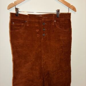 James Jeans Rust Brown Corduroy Midi Skirt